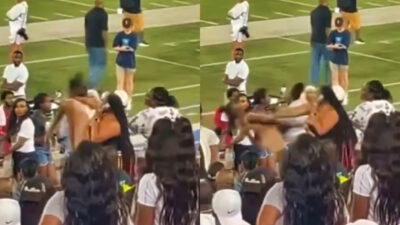 Photos of female fans fighting in bleachers
