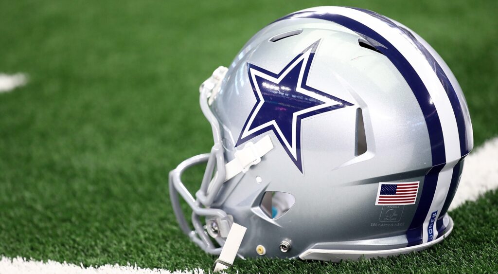 Dallas Cowboys' helmet shown at AT&T Stadium.