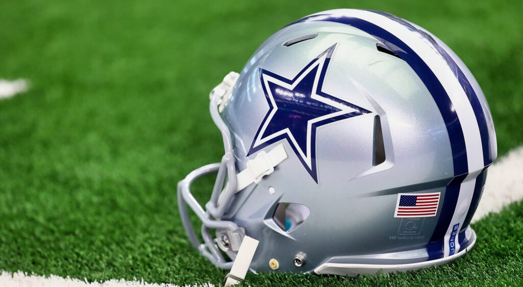 Dallas Cowboys' helmet shown on AT&T Field.