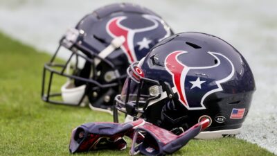 Texans helmets and gloves