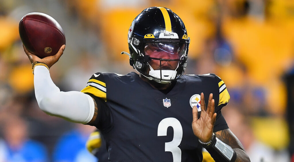 Dwayne Haskins of Pittsburgh Steelers reacts during game.