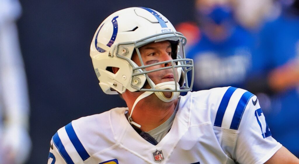 Philip Rivers of Indianapolis Colts looking to pass.