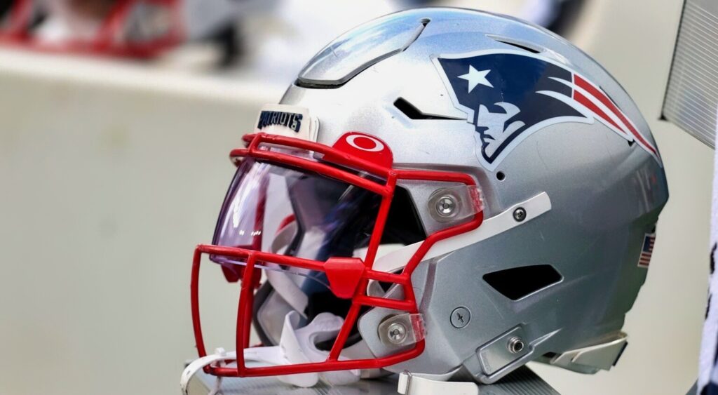 New England Patriots' helmet at Gillette Stadium.