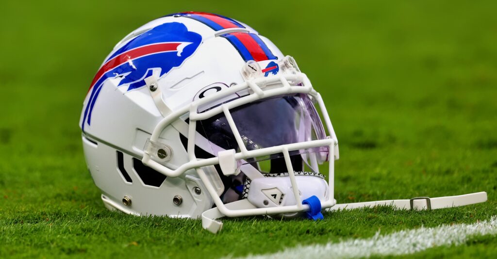 A Buffalo Bills helmet shown on field.