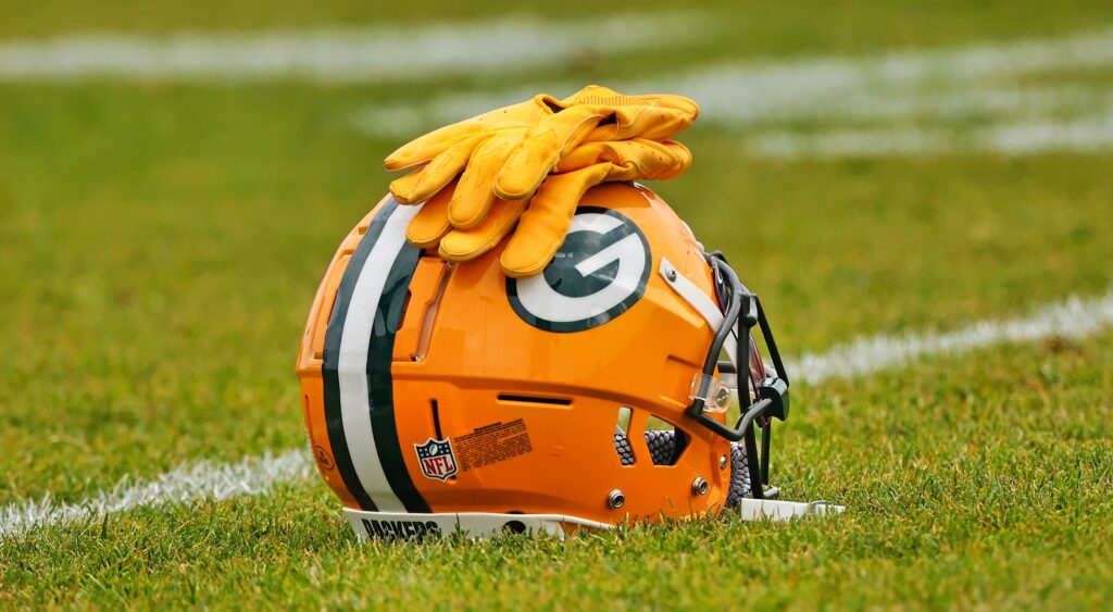 Green Bay Packers' helmet shown at Don Hutson Center.