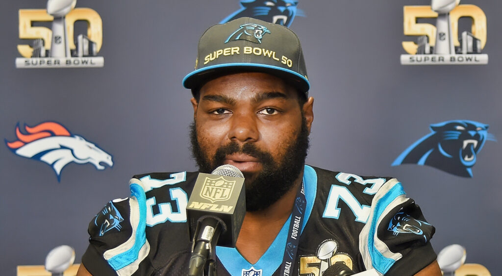 Michael Oher speakign at press conference