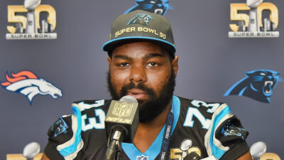 Michael Oher speakign at press conference