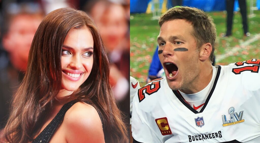 Split image of Irina Shayk and Tom Brady.