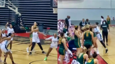 Photos of Liz Cambage in altercation with Nigerian player