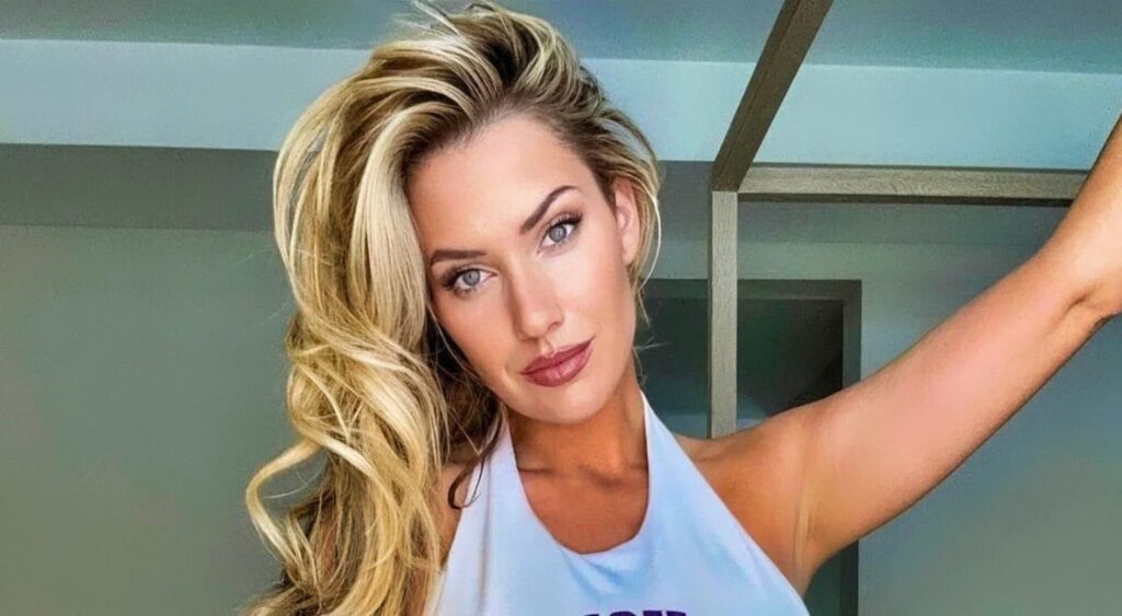 Paige Spiranac posing in white top