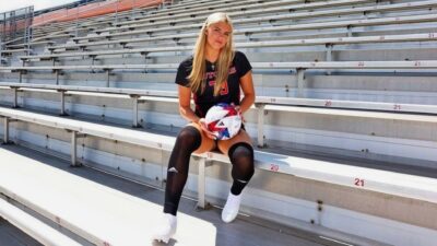 Riley Tiernan posing with soccer ball