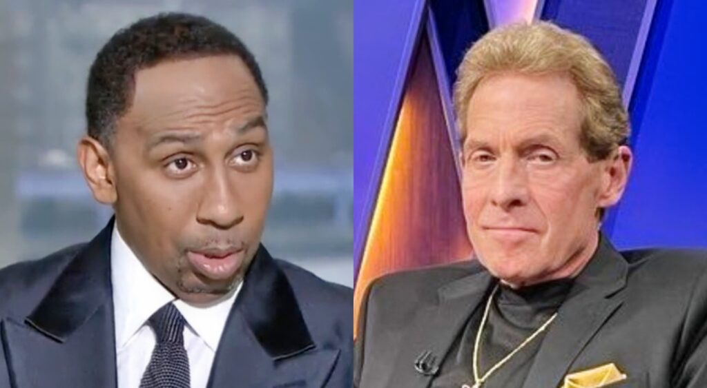 Split image of Stephen A. Smith and Skip Bayless.