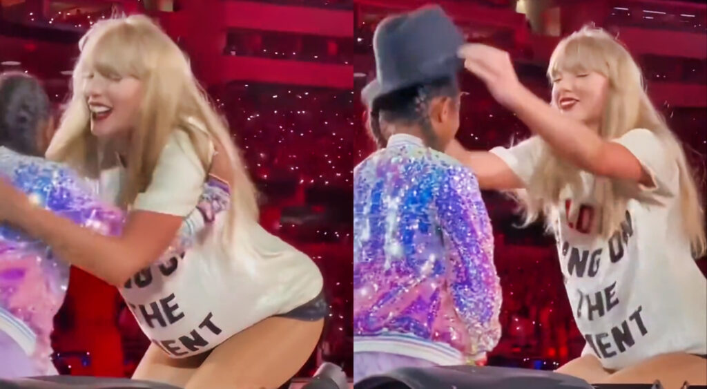 Photos of Taylor Swift giving Bianka Bryant a hat