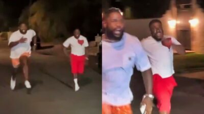 Kevin Hart and Stevan Ridley running