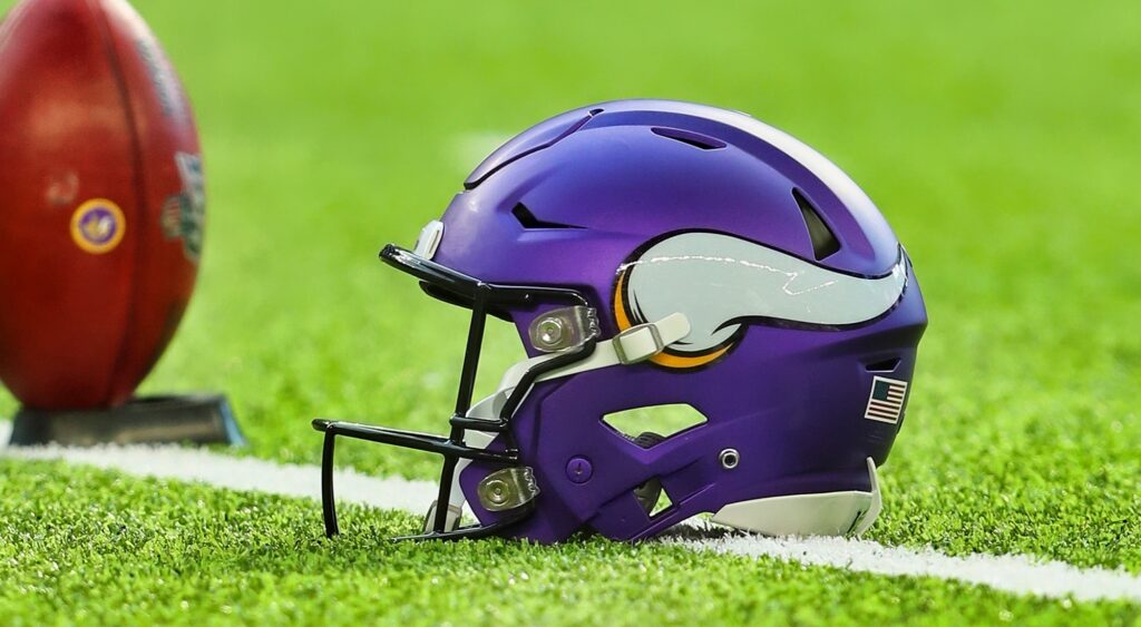 Vikings helmet on the field