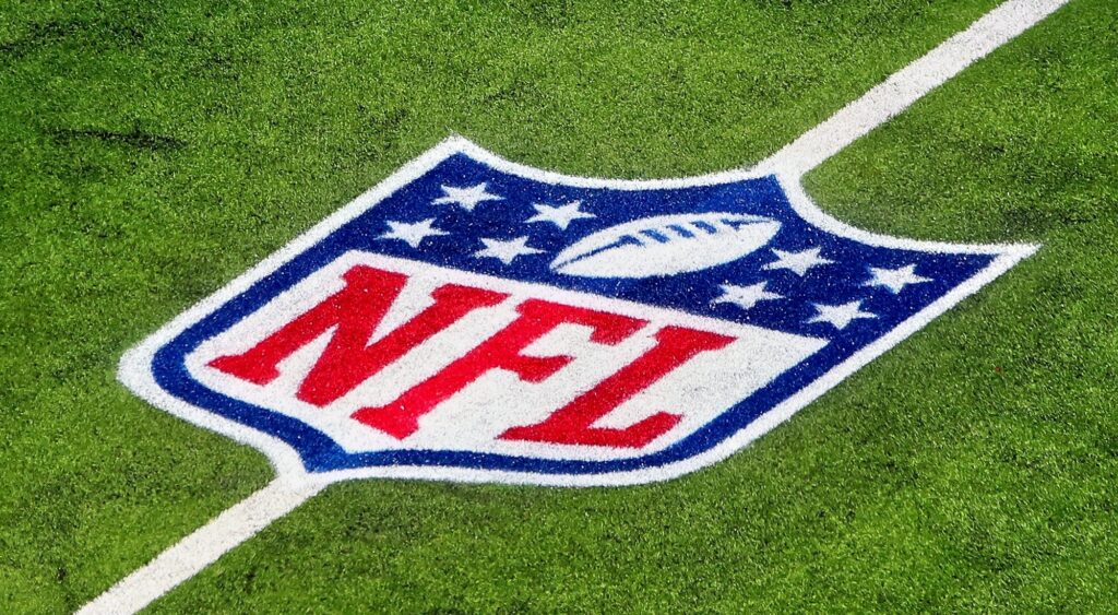NFL logo shown on field at SoFi Stadium.