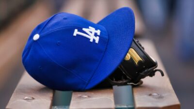 Dodgers cap and glove