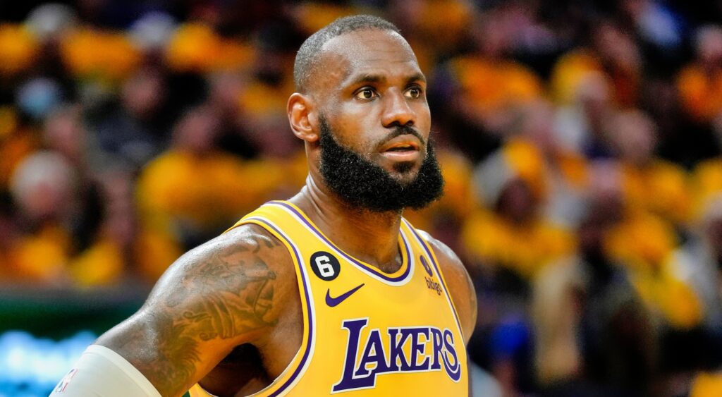 LeBron James of Los Angeles Lakers looking on.