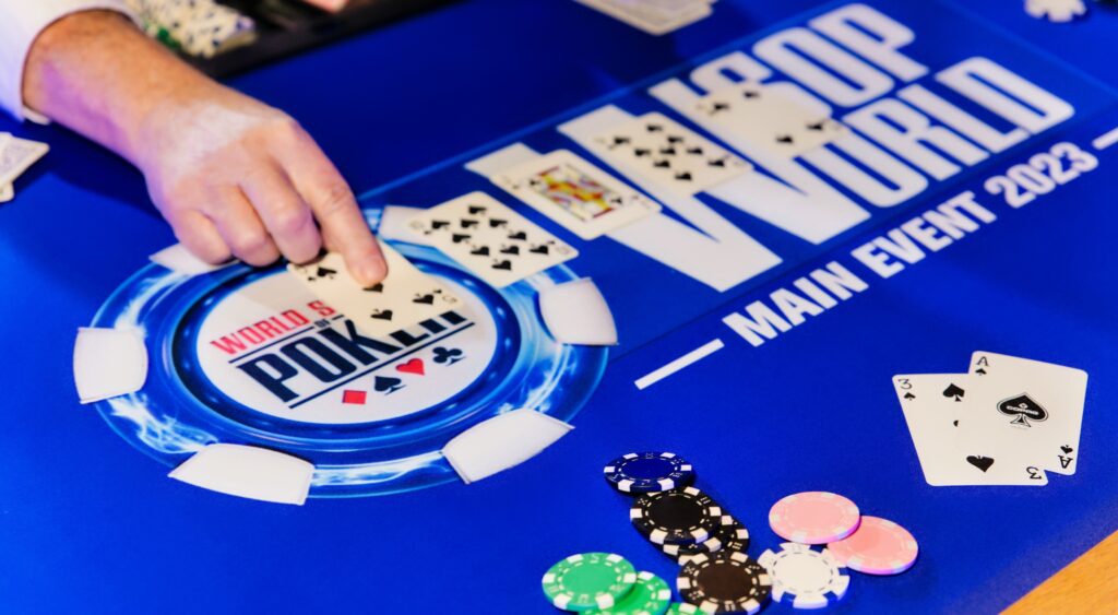 A poker hand on the table during the World Series of Poker main event.