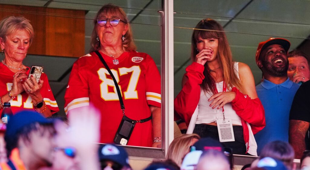 Donna Kelce and Taylor Swift in suite