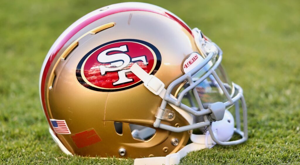 49ers helmet on the field.