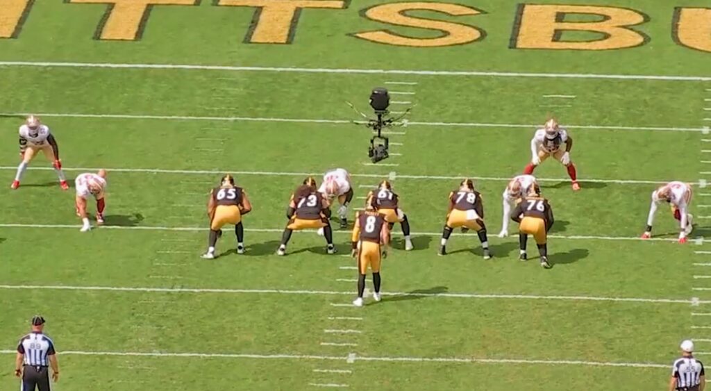 Steelers offense before a snap against the 49ers.