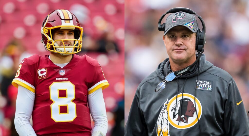 Split image of Kirk Cousins and Jay Gruden.
