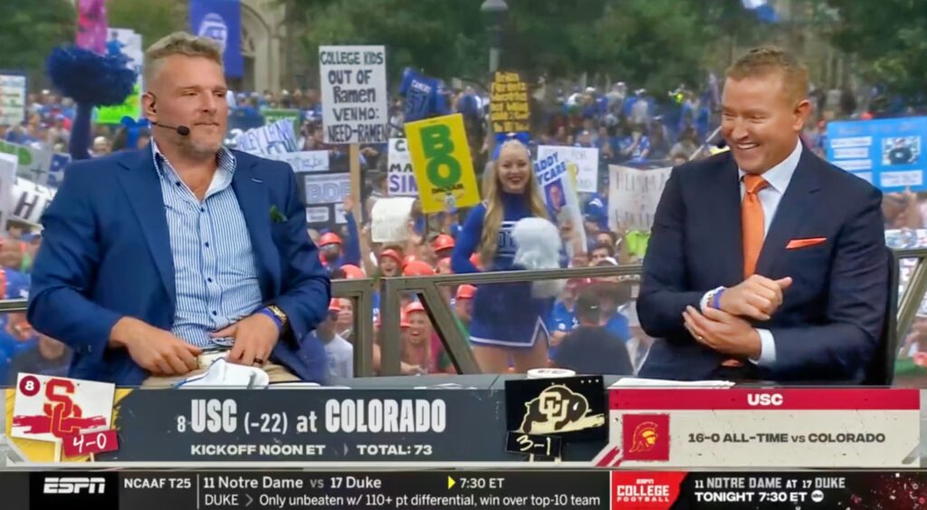 Pat McAfee and Kirk Herbstreit on College Gameday Set