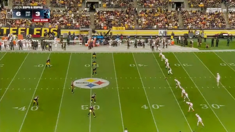 Screenshot of Steelers and Browns game.