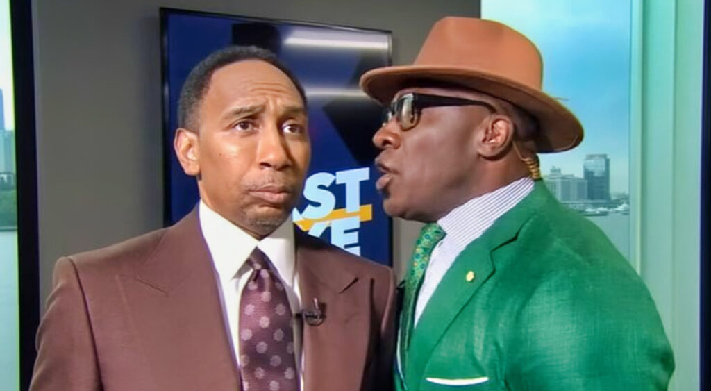 Stephen A. Smith standing next to Shannon Sharpe