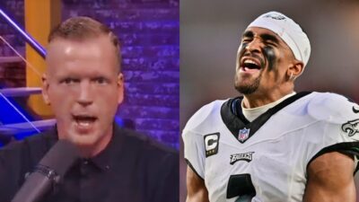 Chris Simms on podcast. Jalen Hurts yelling while in Eagles uniform