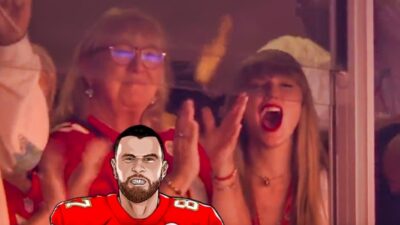 Taylor Swift screaming. Donna Kelce clapping