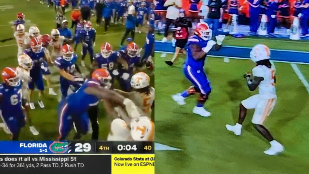 Brawl between Florida and Tennessee players.