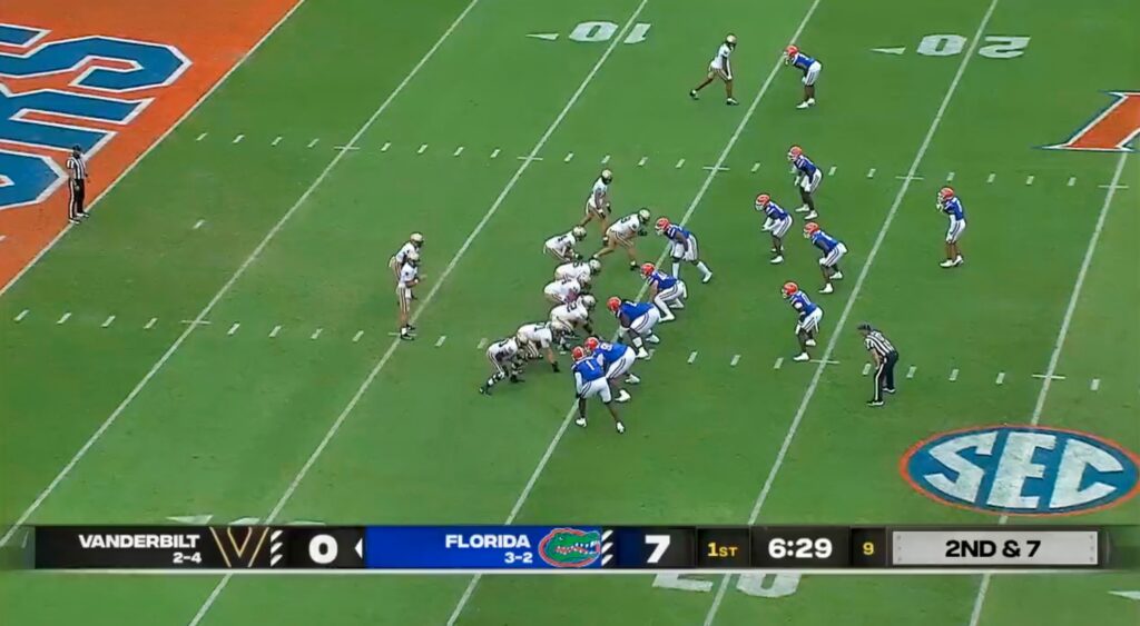 Florida lines up for offensive play vs. Vanderbilt