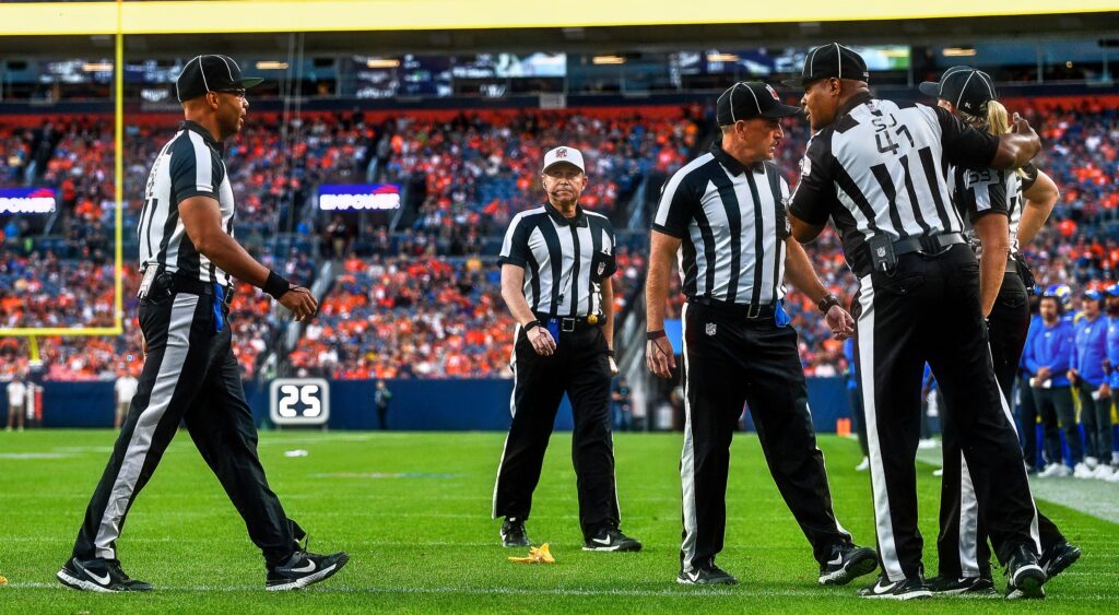 NFL refs speaking during game.