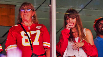 Donna Kelce and Taylor Swift watching Chiefs game from luxury box