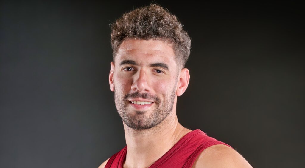 Georges Niang poses during team photos.