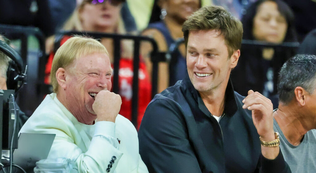 Mark Davis and Tom Brady laughing