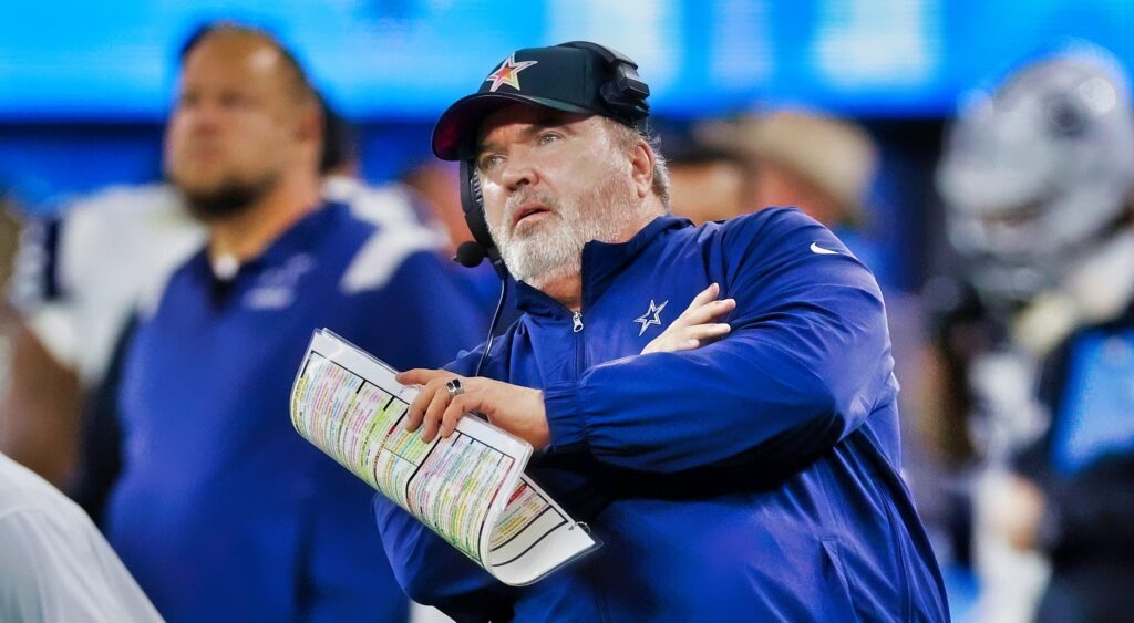 Dallas Cowboys' head coach Mike McCarthy looking on.