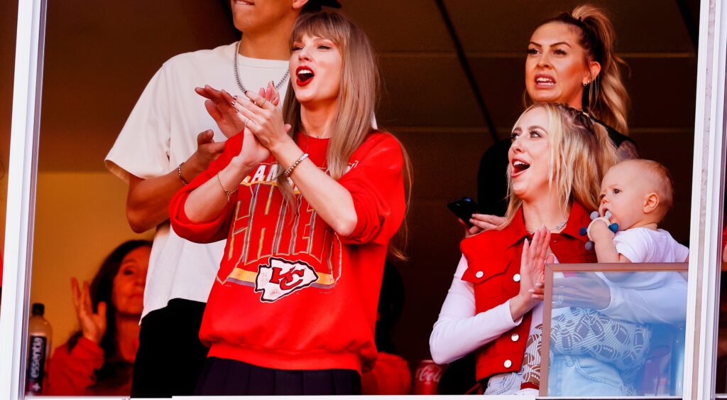 Taylor Swift And Brittany Mahomes in suite