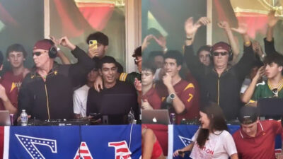 Photos of Will Ferrell playing music at USC frat party