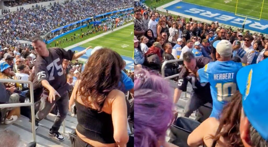 Los Angeles Chargers and raiders fan fight