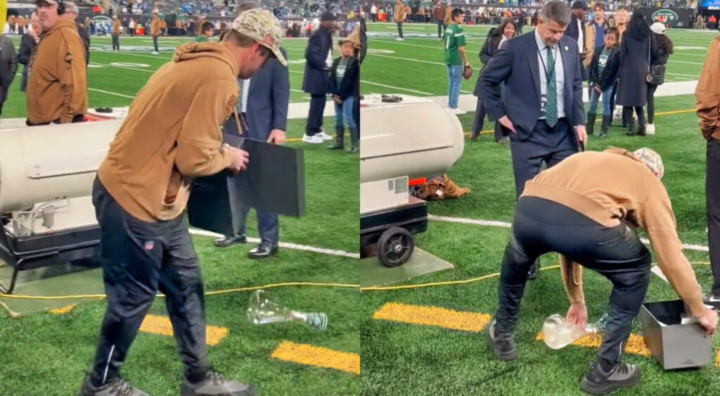 Photos of Aaron rodgers fumbling a bottle