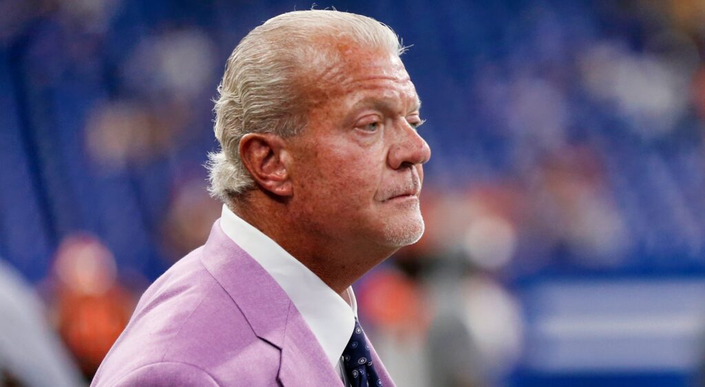 Jim Irsay in pink suit