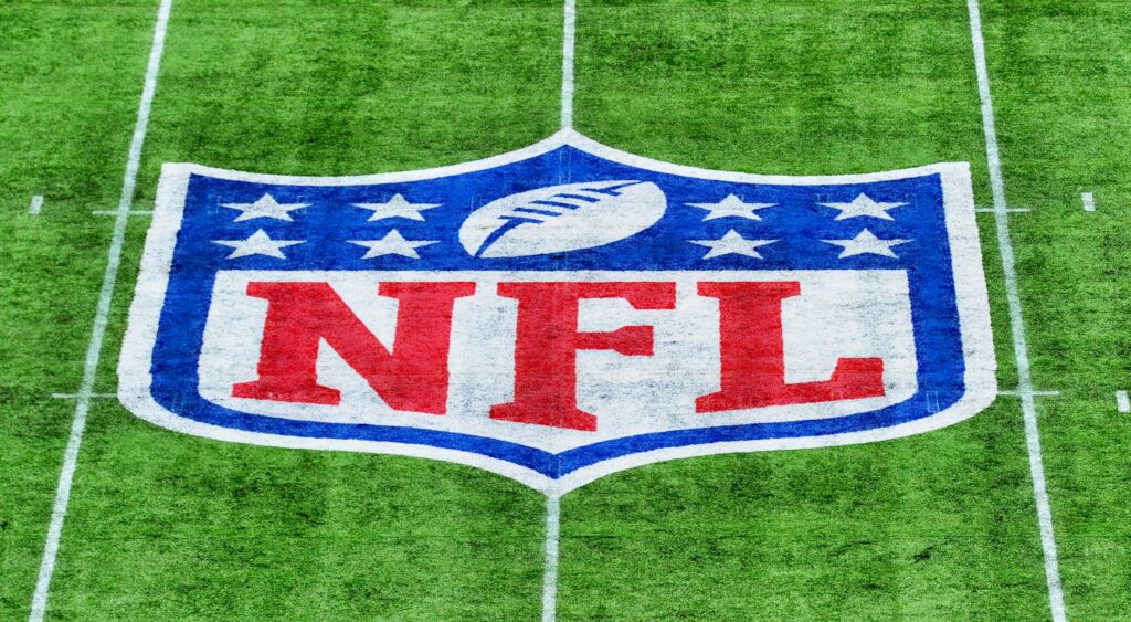 NFL logo at midfield.