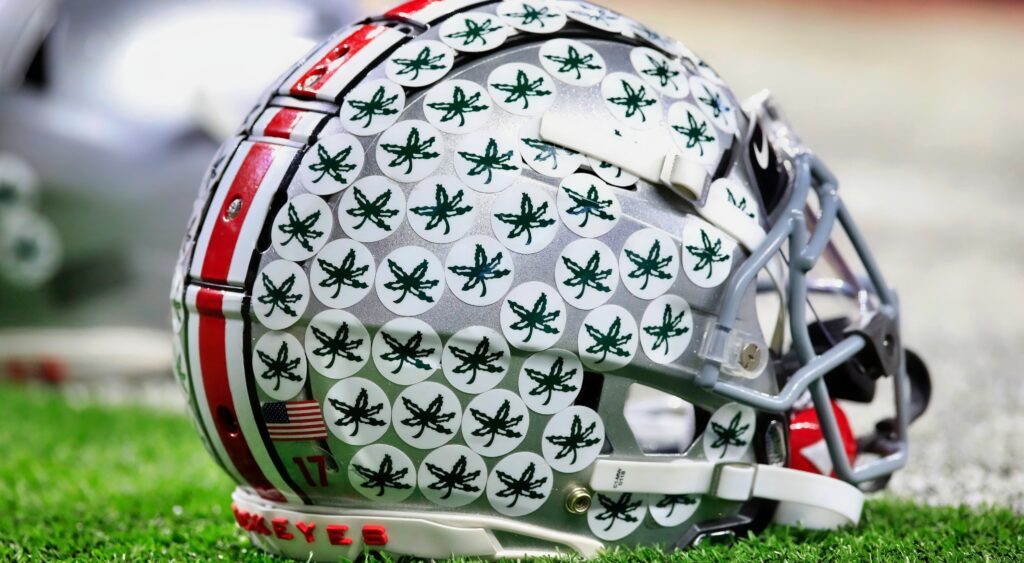 Ohio State helmet on the field.