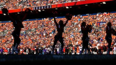 Broncos cheerleaders and stadium view