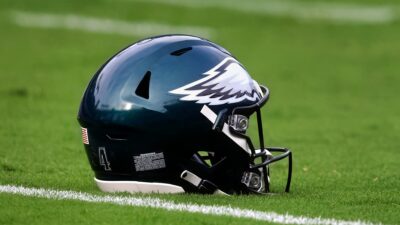 Eagles helmet on field