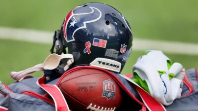Texans helmet and football