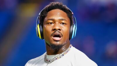 Stefon Diggs with headphones on